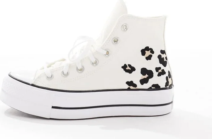 Converse Chuck Taylor All Star Lift sneakers in ecru and leopard print detail - Image 2