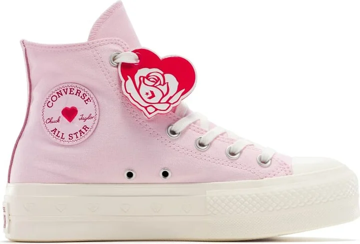 Converse Chuck Taylor All Star Lift sneakers in pink with red lace detail - Image 3