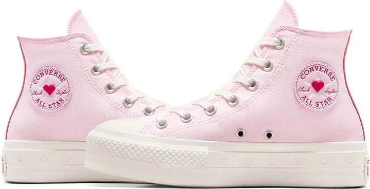 Converse Chuck Taylor All Star Lift sneakers in pink with red lace detail - Image 4