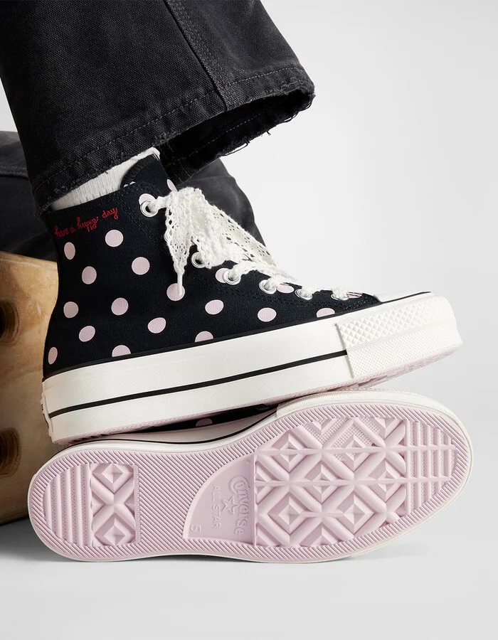 CONVERSE Chuck Taylor All Star Lift Womens Platform Polka Dot Shoes - Image 8