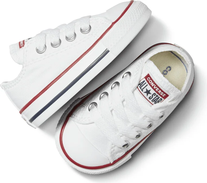 Converse Chuck Taylor All Star Low Top Infant/Toddler Shoes in White | 7J256-102 - Image 4