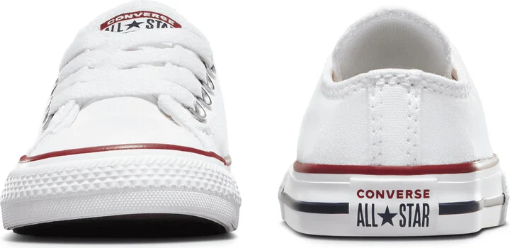 Converse Chuck Taylor All Star Low Top Infant/Toddler Shoes in White | 7J256-102 - Image 6