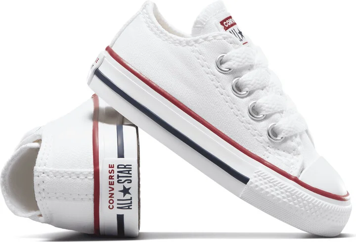 Converse Chuck Taylor All Star Low Top Infant/Toddler Shoes in White | 7J256-102 - Image 7