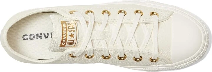 Converse Chuck Taylor All Star Low-Top Mono Leather Sneaker Women's Cold Weather Boots Egret/Egret/Gold : 5.5 Medium - Image 2