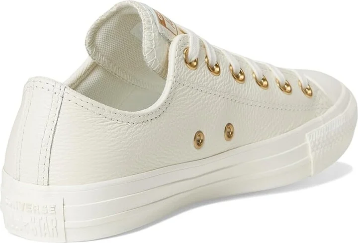 Converse Chuck Taylor All Star Low-Top Mono Leather Sneaker Women's Cold Weather Boots Egret/Egret/Gold : 5.5 Medium - Image 4
