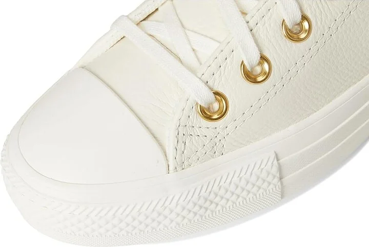 Converse Chuck Taylor All Star Low-Top Mono Leather Sneaker Women's Cold Weather Boots Egret/Egret/Gold : 5.5 Medium - Image 7