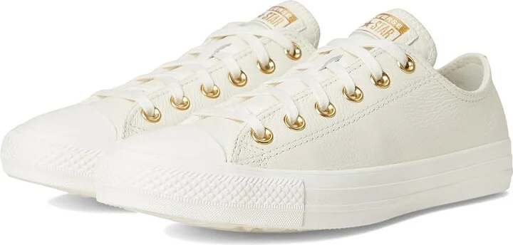 Converse Chuck Taylor All Star Low-Top Mono Leather Sneaker Women's Cold Weather Boots Egret/Egret/Gold : 5.5 Medium