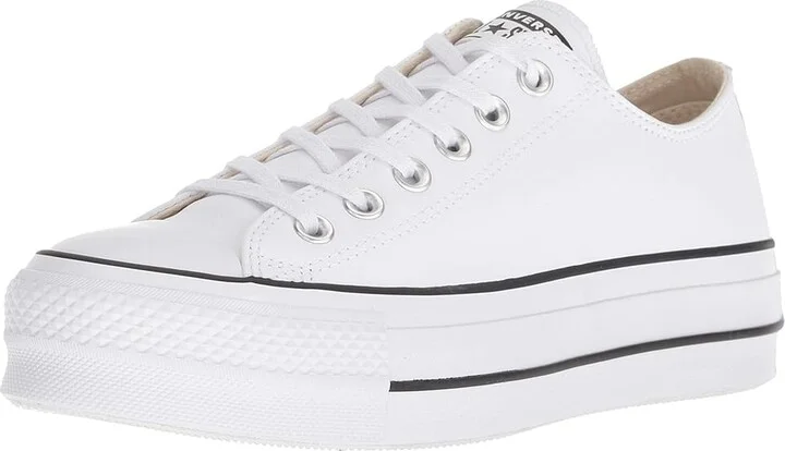 Converse Chuck Taylor All Star Low Top Platform Leather Sneaker Women's Shoes White/Black/White : 10.5 B - Medium - Image 2