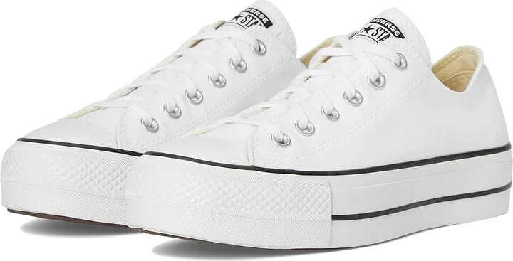Converse Chuck Taylor All Star Low Top Platform Leather Sneaker Women's Shoes White/Black/White : 10.5 B - Medium