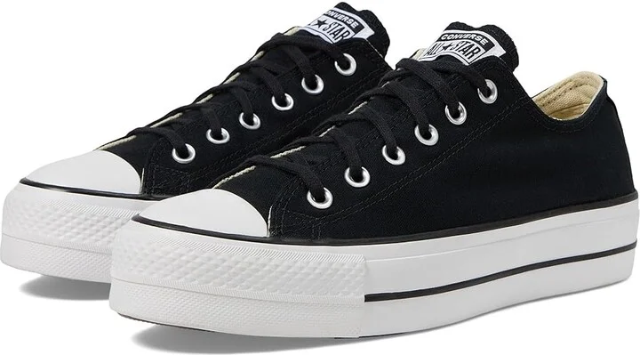 Converse Chuck Taylor All Star Low-Top Platform Sneaker Women's Shoes Black/White/White : 5 B - Medium, Canvas