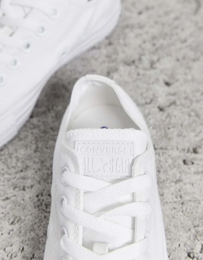 Converse Chuck Taylor All Star Ox canvas sneakers in white mono - Image 2