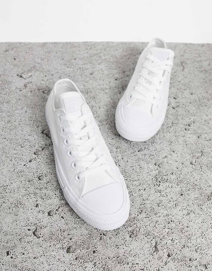 Converse Chuck Taylor All Star Ox canvas sneakers in white mono - Image 3