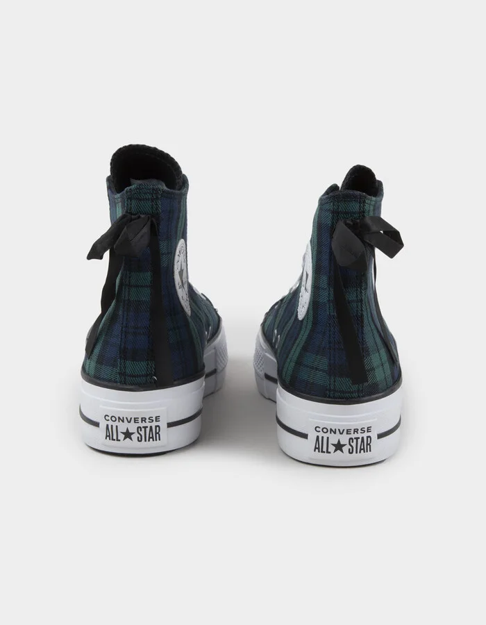 CONVERSE Chuck Taylor All Star Plaid Lift Womens High Top Platform Shoes - Image 4