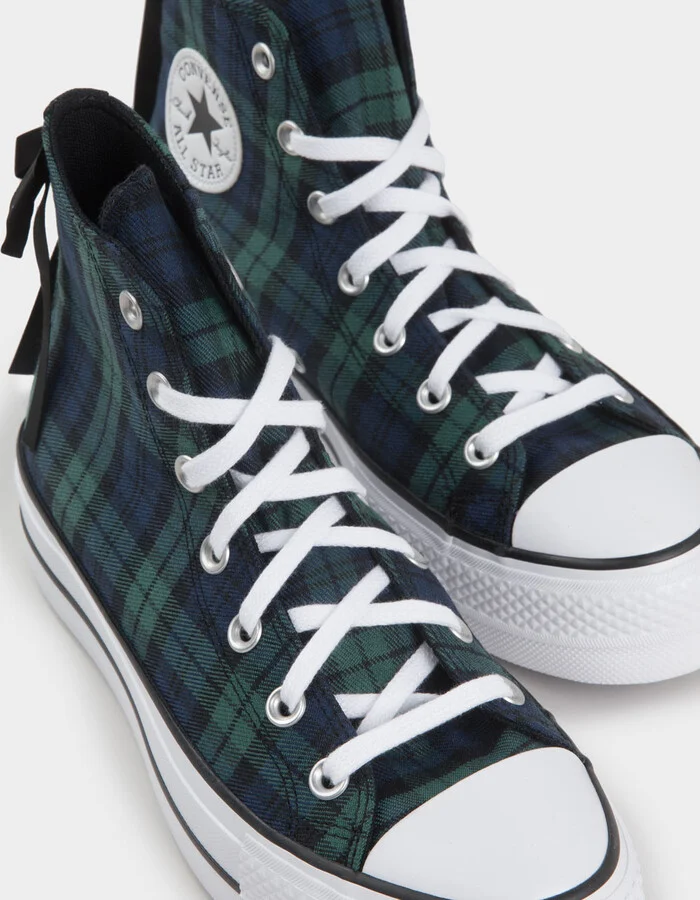 CONVERSE Chuck Taylor All Star Plaid Lift Womens High Top Platform Shoes - Image 6