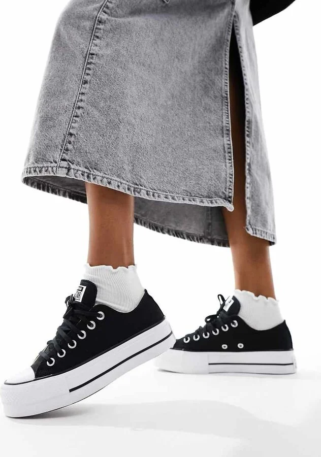 Converse Chuck Taylor All Star platform canvas sneakers in black and white