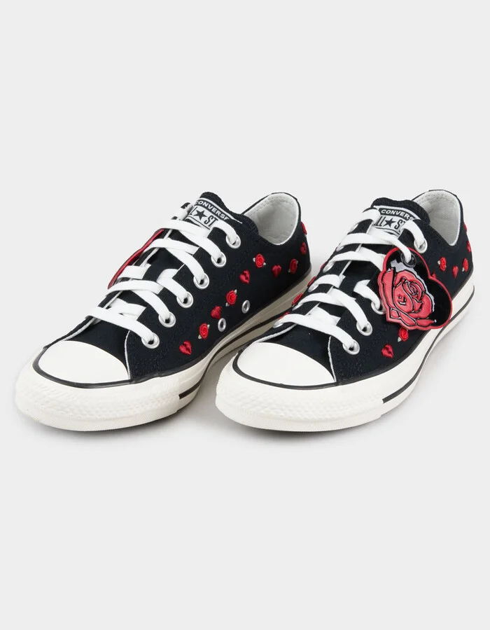 CONVERSE Chuck Taylor All Star Roses Embroidered Womens Low Top Shoes - Image 2
