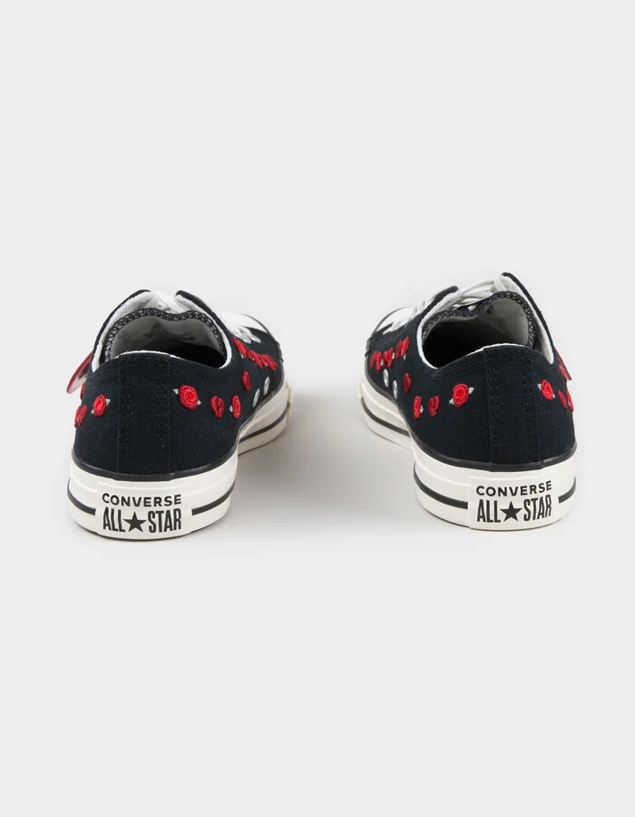 CONVERSE Chuck Taylor All Star Roses Embroidered Womens Low Top Shoes - Image 4