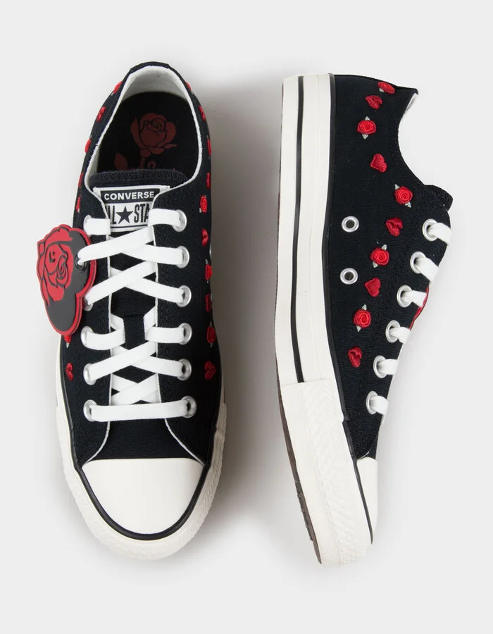 CONVERSE Chuck Taylor All Star Roses Embroidered Womens Low Top Shoes - Image 5