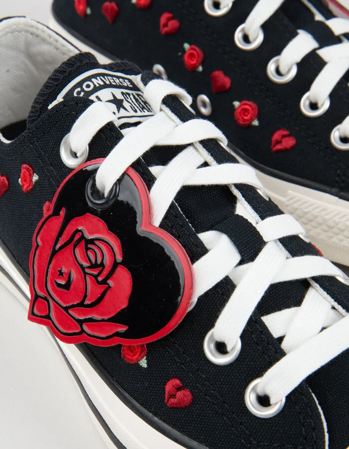 CONVERSE Chuck Taylor All Star Roses Embroidered Womens Low Top Shoes - Image 6