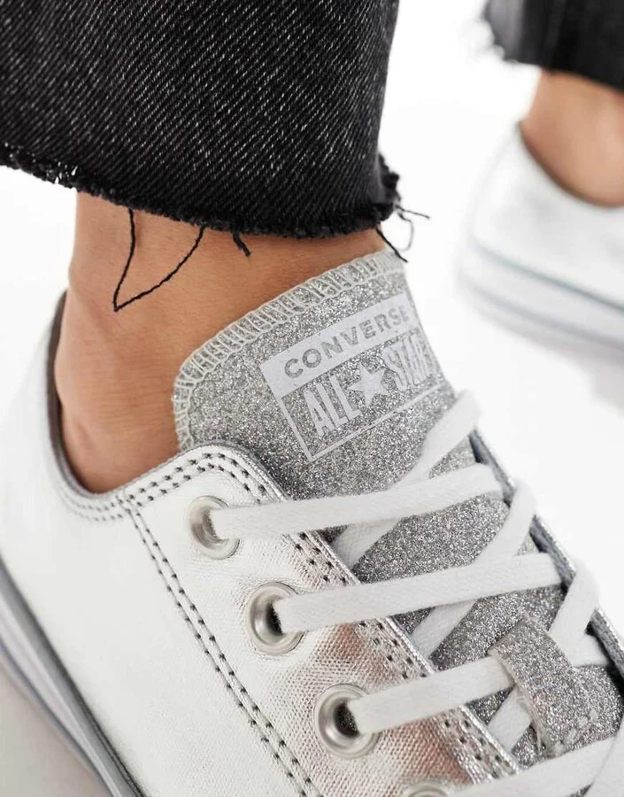 Converse Chuck Taylor All Star Sparkle sneaker in silver - Image 4