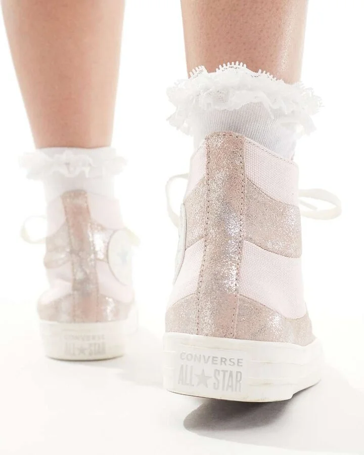 Converse Chuck Taylor All Star suede sneakers in pink metallic - Image 3