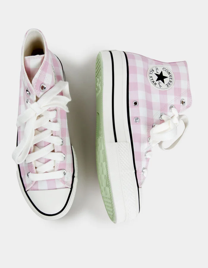CONVERSE Chuck Taylor All Start Lift Gingham Womens High Top Platform Shoes - Image 5