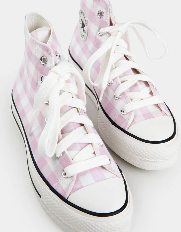 CONVERSE Chuck Taylor All Start Lift Gingham Womens High Top Platform Shoes - Image 6