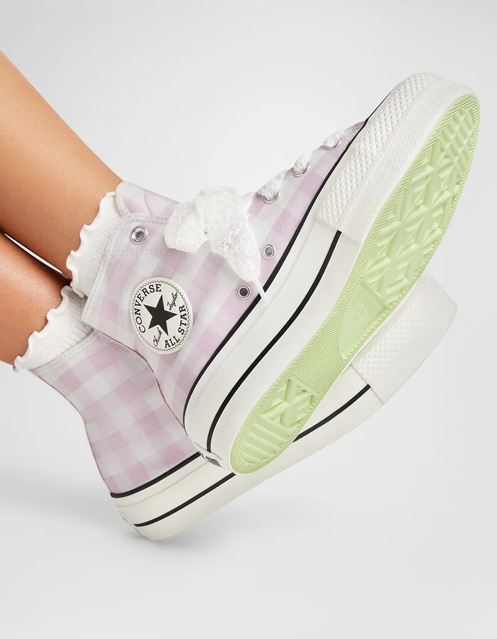 CONVERSE Chuck Taylor All Start Lift Gingham Womens High Top Platform Shoes - Image 9