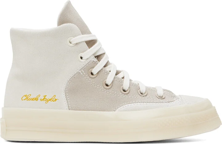 Converse Gray & Beige Chuck 70 Marquis Mixed Materials High Top Sneakers