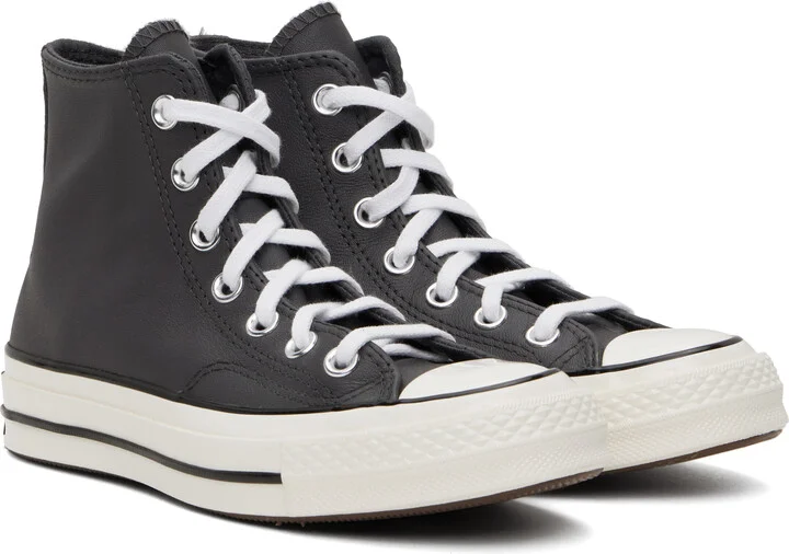 Converse Gray Chuck 70 Heritage Leather High Top Sneakers - Image 4