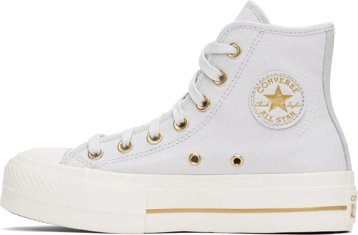 Converse Gray Chuck Taylor All Star Lift Platform Tailored Lines High Top Sneakers - Image 3