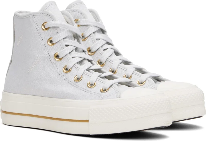 Converse Gray Chuck Taylor All Star Lift Platform Tailored Lines High Top Sneakers - Image 4