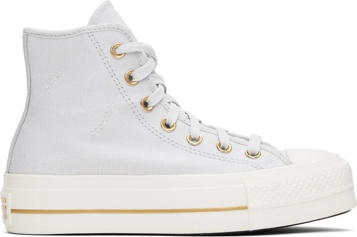 Converse Gray Chuck Taylor All Star Lift Platform Tailored Lines High Top Sneakers