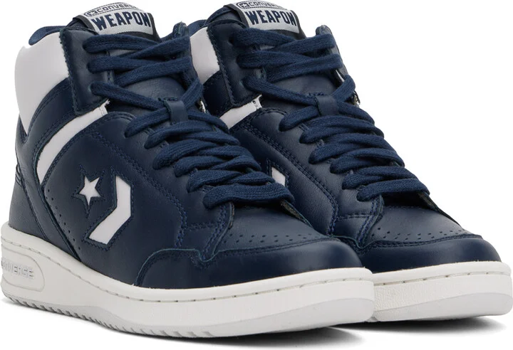 Converse Navy & Gray Weapon Mid Top Sneakers - Image 4