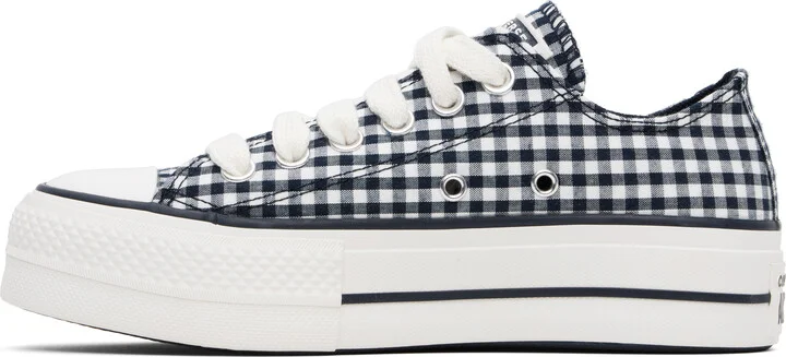 Converse Navy & White Chuck Taylor All Star Gingham Sneakers - Image 3
