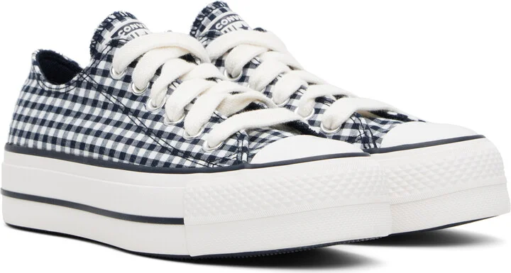 Converse Navy & White Chuck Taylor All Star Gingham Sneakers - Image 4