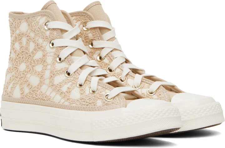Converse Off-White & Beige Chuck 70 Hi Sneakers - Image 4