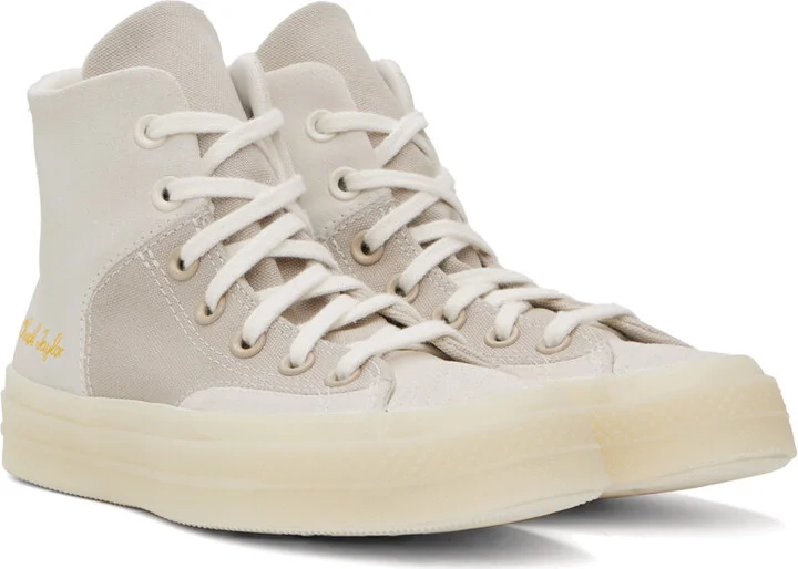 Converse Off-White & Taupe Chuck 70 Marquis Mixed Materials Sneakers - Image 4