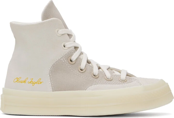 Converse Off-White & Taupe Chuck 70 Marquis Mixed Materials Sneakers