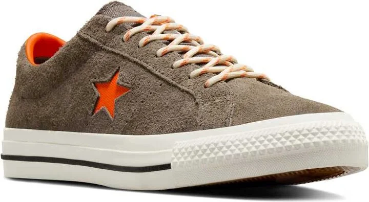 Converse One Star Pro Ox Suede sneakers in gray with orange detail