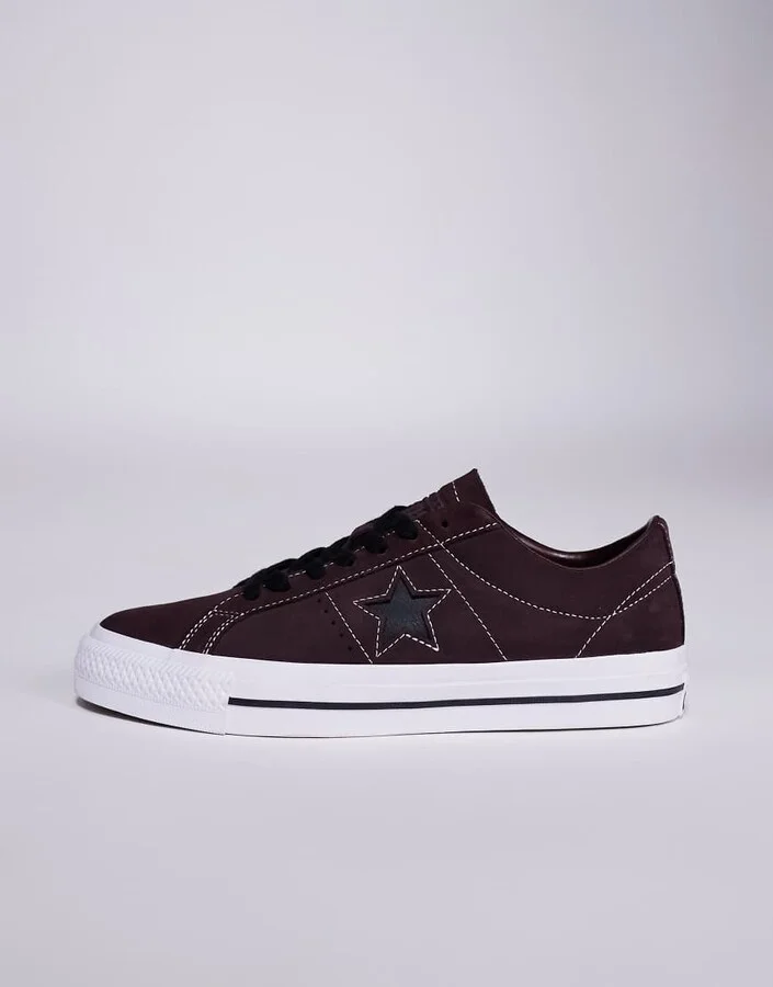 Converse One Star Pro sneakers in brown with black detail - Image 2