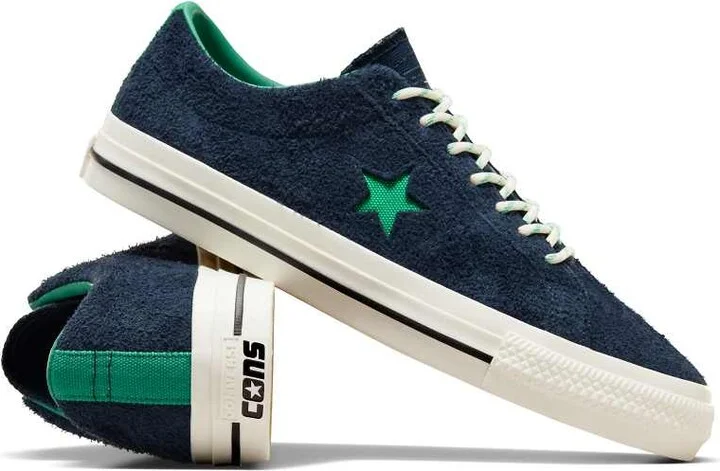 Converse One Star Pro suede sneakers in navy with green detail - Image 2