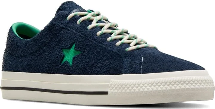 Converse One Star Pro suede sneakers in navy with green detail - Image 3