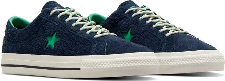 Converse One Star Pro suede sneakers in navy with green detail - Image 4