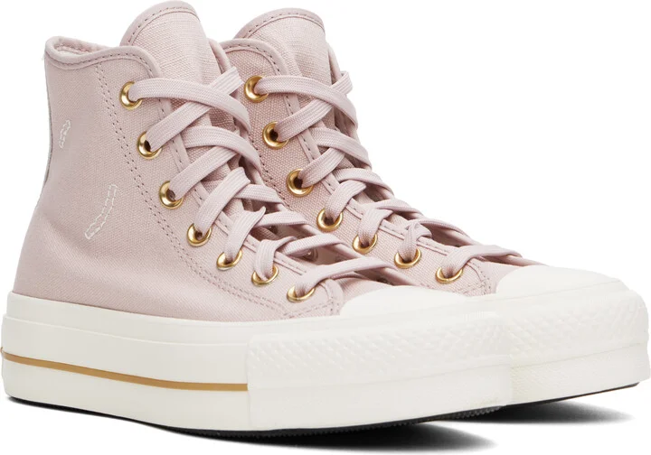 Converse Pink Chuck Taylor All Star Lift Platform Tailored Lines High Top Sneakers - Image 4