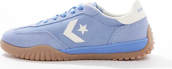 Converse Run Star Sneakers in blue with white detail and gumsole - Image 2