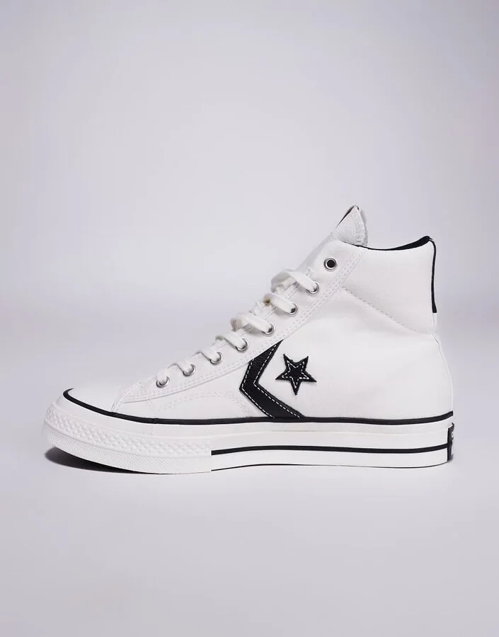 Converse Star Player 76 Hi sneakers in white and black detail - Image 2