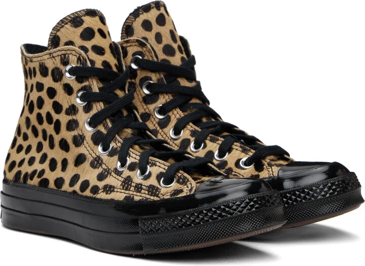 Converse Tan & Black Chuck 70 Pony Hair Sneakers - Image 4