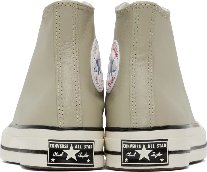 Converse Taupe Chuck 70 Leather High Top Sneakers - Image 2