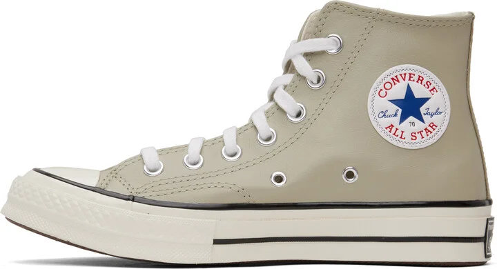 Converse Taupe Chuck 70 Leather High Top Sneakers - Image 3